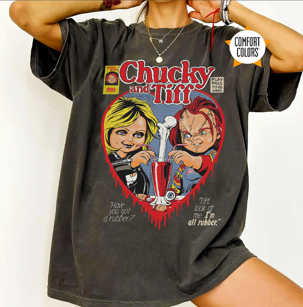 Comfort Colors Chucky and Tiff Halloween T-Shirt